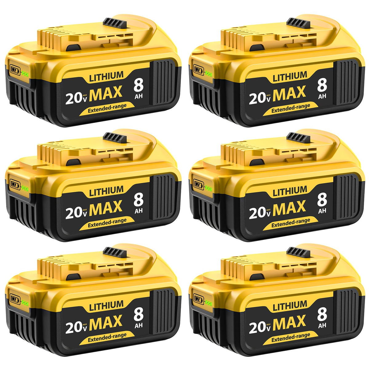 qamqfsou 6-pack 8000mAh battery for DCB200 boosts runtime for tough jobs.