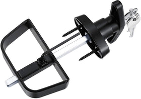QANVEE front T-handle lock on rugged shed door for secure access.
