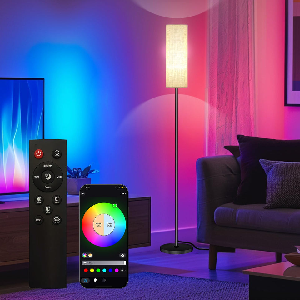 Qaubauyt smart LED floor lamp with app control for customizable ambiance