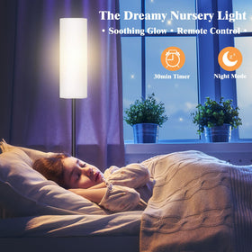 Qaubauyt lamp in a living room setup with app and remote control