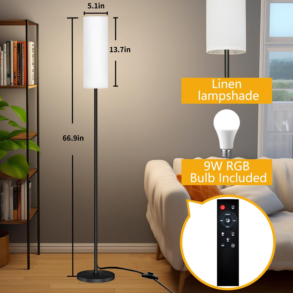 Remote control showing color options for the Qaubauyt lamp