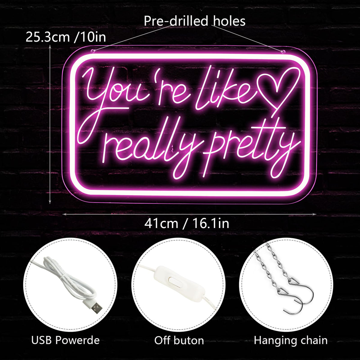 qbanziou You're Like Really Pretty neon sign as a bright Christmas gift idea
