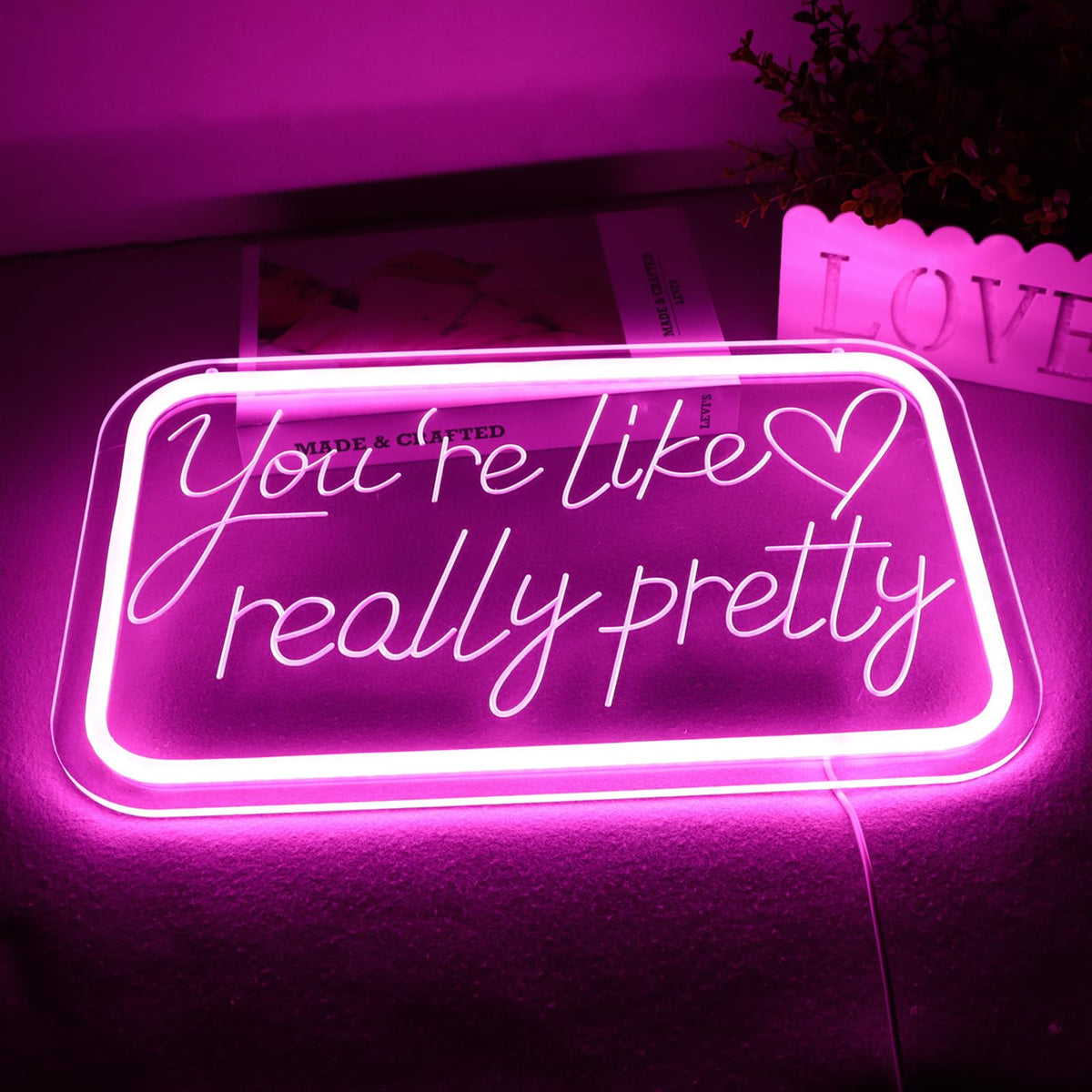 qbanziou You're Like Really Pretty neon sign enhances wedding party ambiance with glow