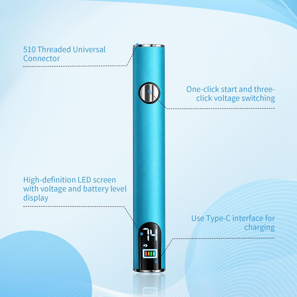 QBVPZDA soldering iron with 510 threaded universal connector for versatile tips.