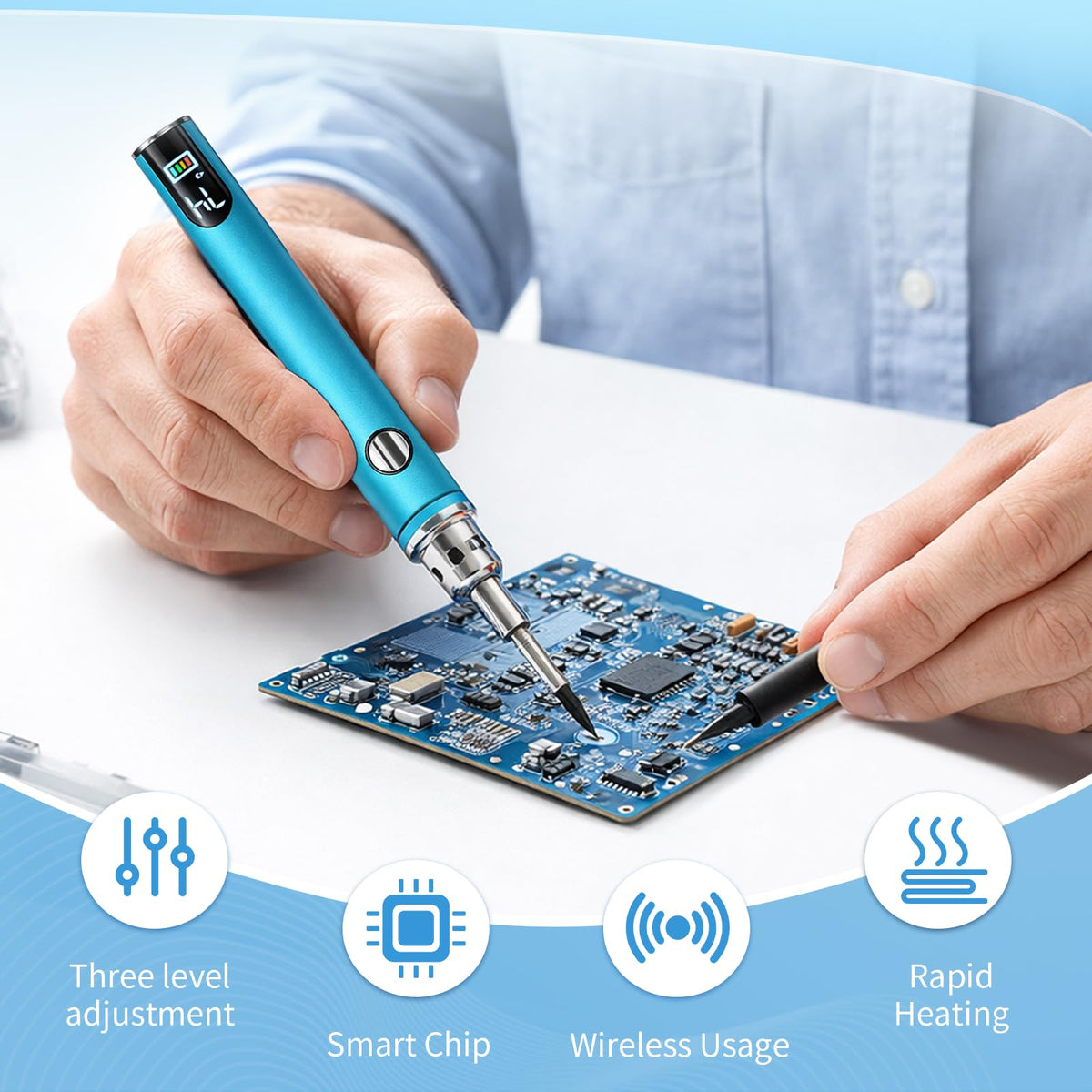 QBVPZDA LED screen soldering iron for clear temperature display and precision control.