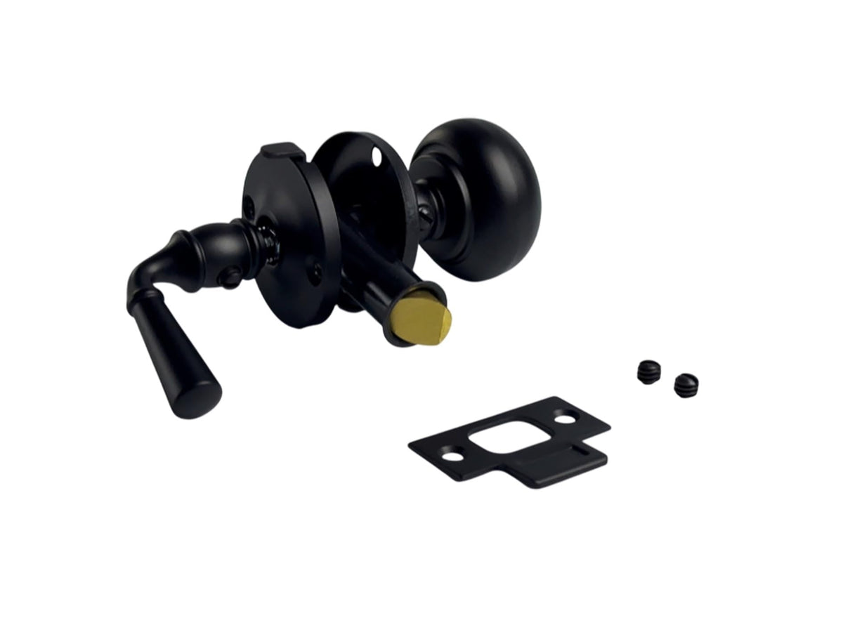 QCAA solid brass storm door latch matte black close-up for durable exterior hardware.