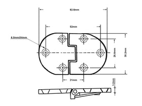 QCAA solid brass butler tray folding hinge in matte black, compact and versatile use