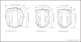 QCAA white door hinge side view shows durable steel and full-surface installation.