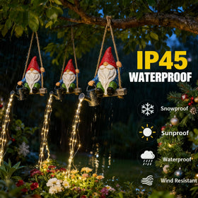QCF garden decor hangs on trees for Christmas and patios for gatherings.