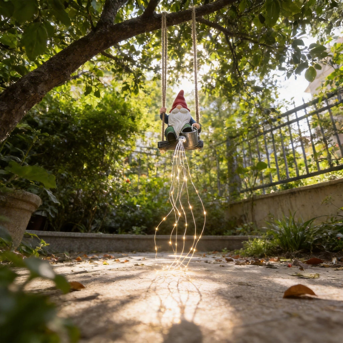 QCF housewarming gift gnome light decor ideal for patios and balconies.