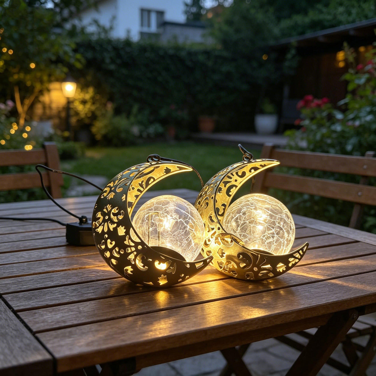 QCF moon lantern crescent-frame detail with decorative metalwork