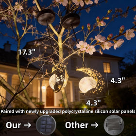 QCF moon lantern hanging on a tree enhances garden decor