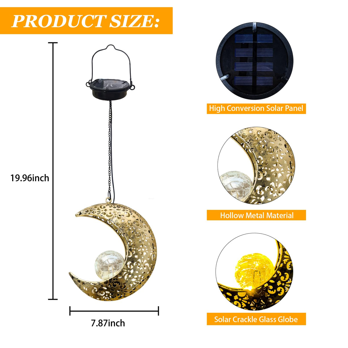 QCF solar garden moon light warm glow at night enhances outdoor ambiance