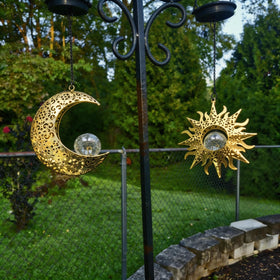QCF solar hanging moon lamp outdoors creates tranquil night ambience