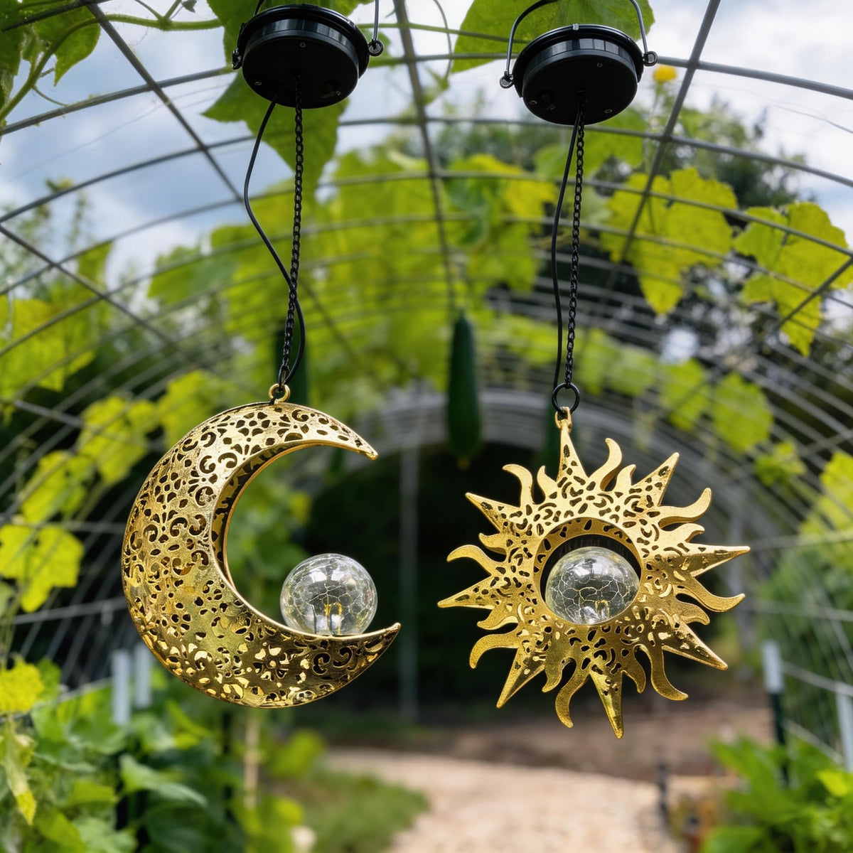 QCF sun Moon lamps design detail showing pierced metal artistry