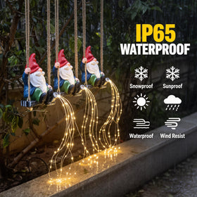 QCF wall hook or tree branch hanging gnome light for versatile placement.
