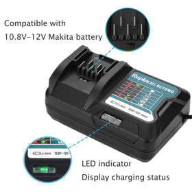 QCZRED DC10WD charger compatible with BL1021B for seamless charging.