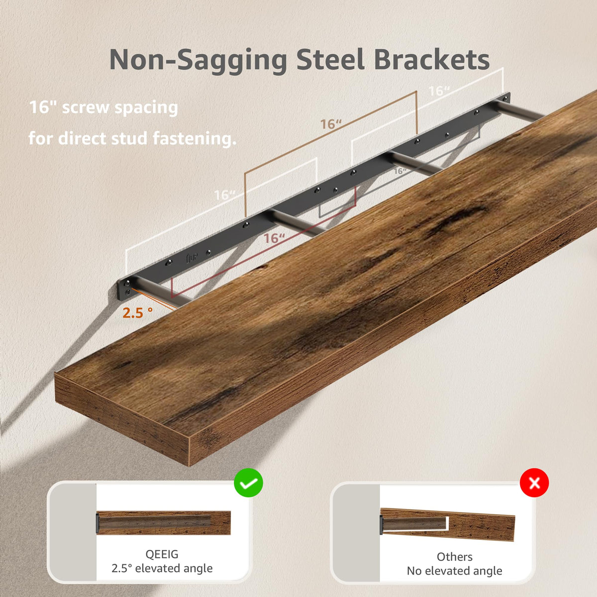 QEEIG invisible bracket design adds farmhouse charm while securing items