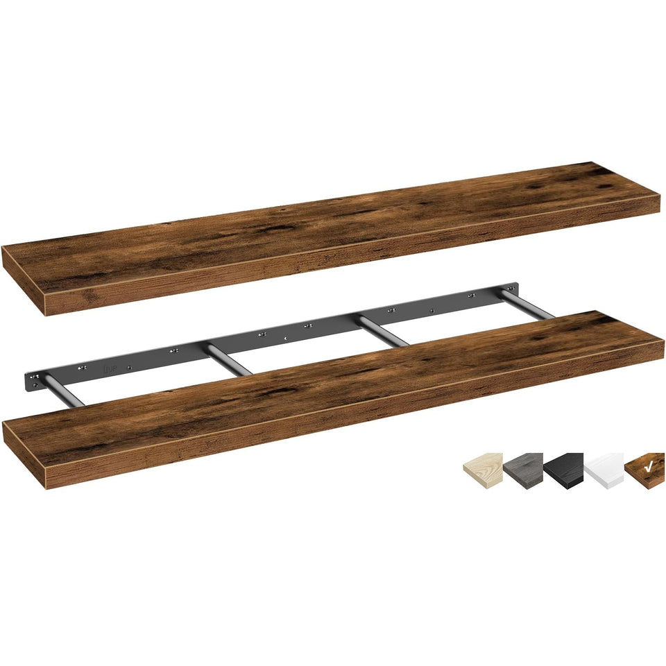QEEIG floating shelves on wall, 55.1 long rustic brown provide extra display space