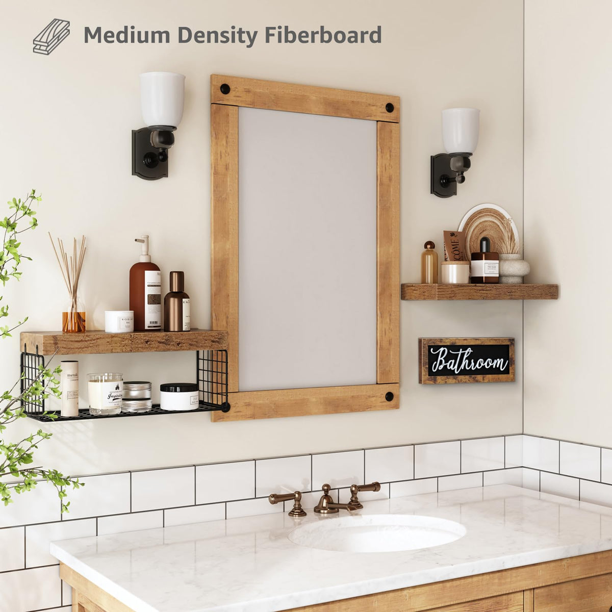QEEIG wall-mounted shelves hold toiletries without wobble.
