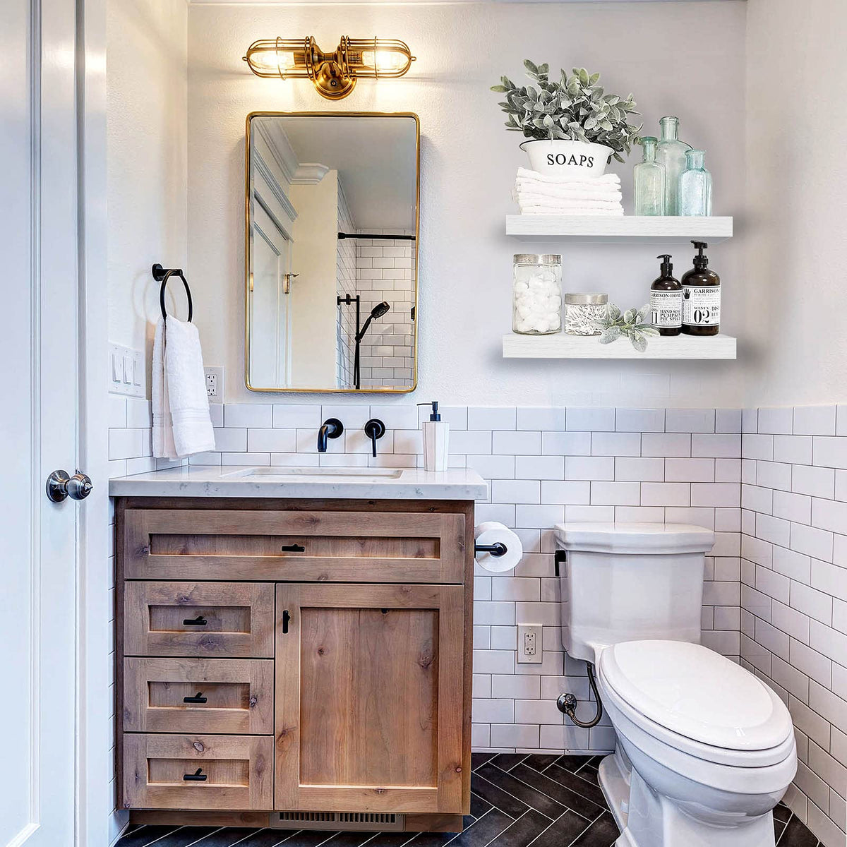 QEEIG bathroom floating shelves two shelves maximize organization in small baths