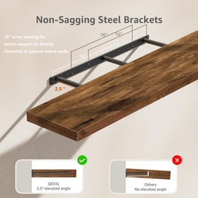 QEEIG set of 2 shelves offers extended storage capacity for books and decor.