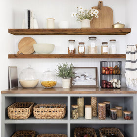 QEEIG floating shelves with invisible brackets create a clean rustic look.