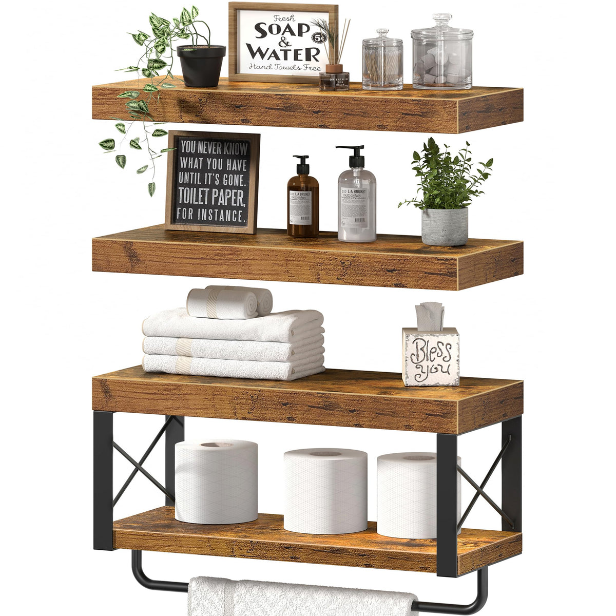 QEEIG over-toilet shelves shown during easy assembly for quick setup