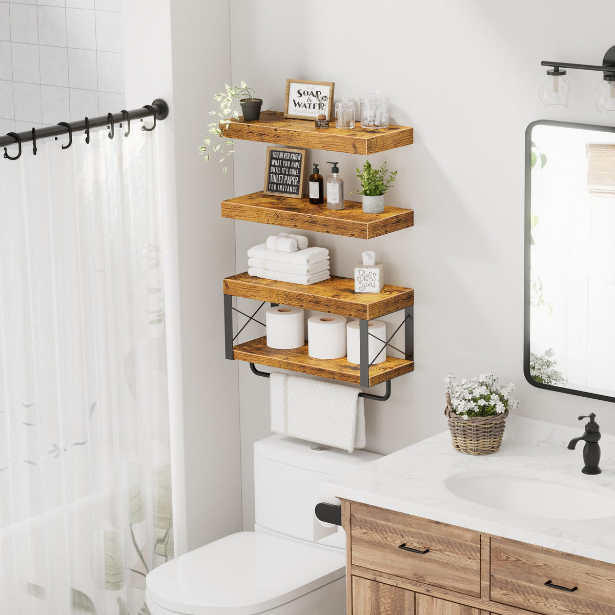 QEEIG over-toilet shelves store towels and small items neatly