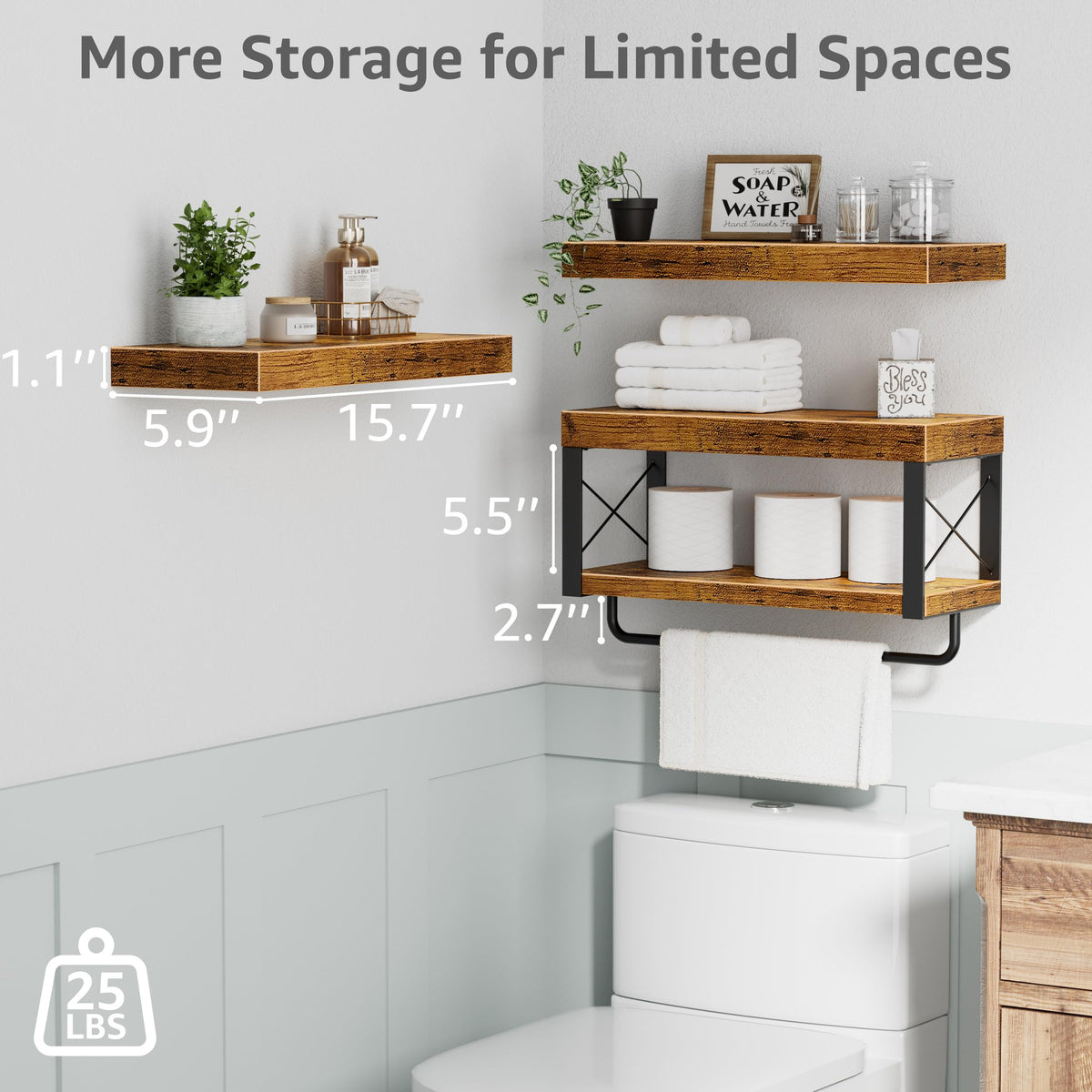 QEEIG 16-inch shelf uses FSC-certified wood for durability
