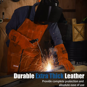 QeeLink multipurpose leather apron suitable for welding and grilling.