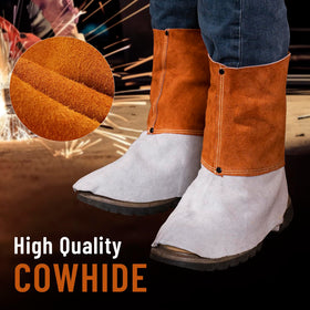 QeeLink spats worn on boot showing full leg coverage in use