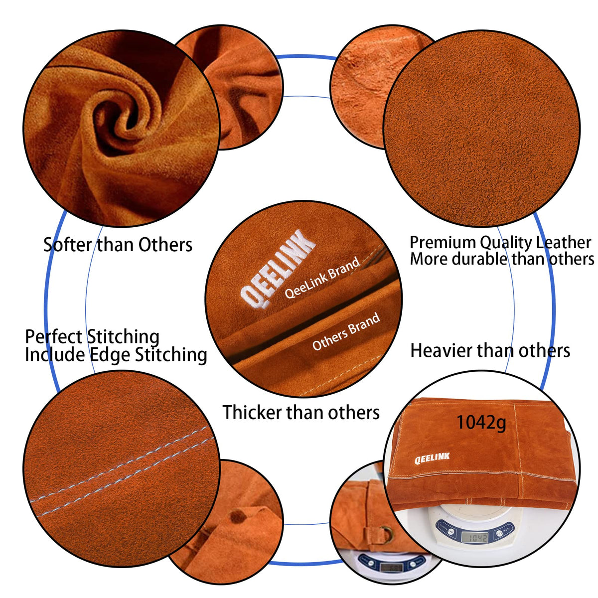 QeeLink welding apron with cellphone pocket for quick access.