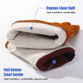 QeeLink welding gloves cotton-liner for heat protection and sweat absorption