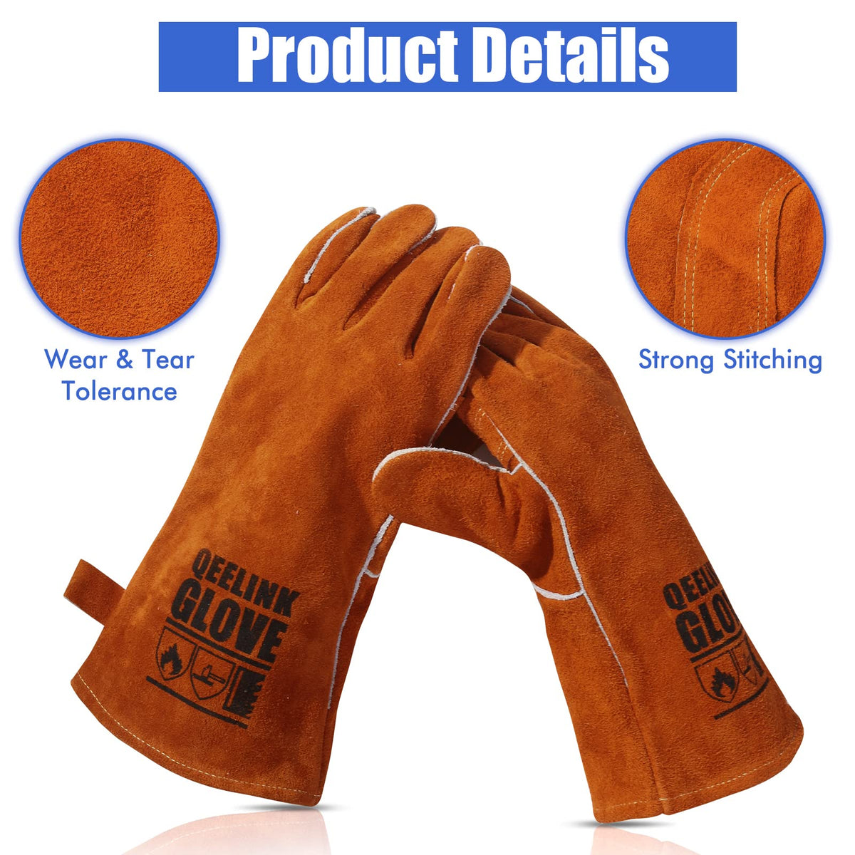 QeeLink welding gloves flexible-wing-thumb design for secure grip