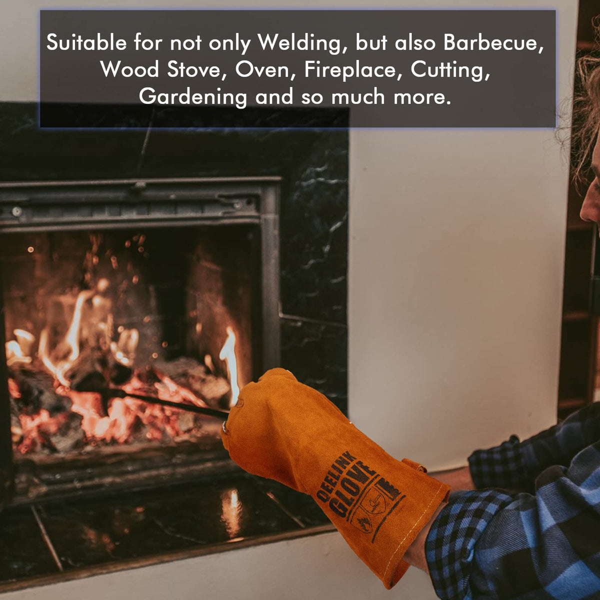 QeeLink welding gloves leather-back cuff provides wrist coverage and safety