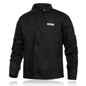 QeeLink welding jacket front view shows flame resistant, lightweight protection