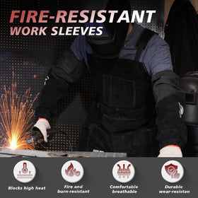 QeeLink welding sleeve extended coverage shows 20-inch forearm protection