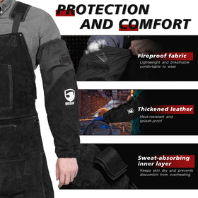 QeeLink welding sleeve Velcro adjustment close-up for secure, customizable fit