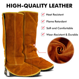 QeeLink welding spats provide full-coverage protection for shoes during heavy metalwork tasks.