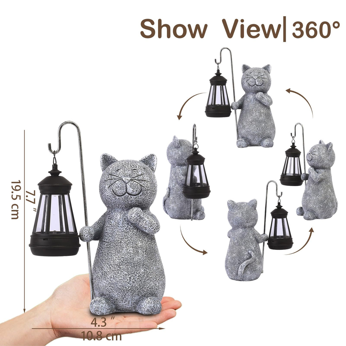 Qeeman Outdoor Cat Decor Lantern adds charm to patios and balconies after dark