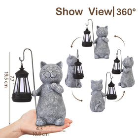 Qeeman Outdoor Cat Decor Lantern adds charm to patios and balconies after dark