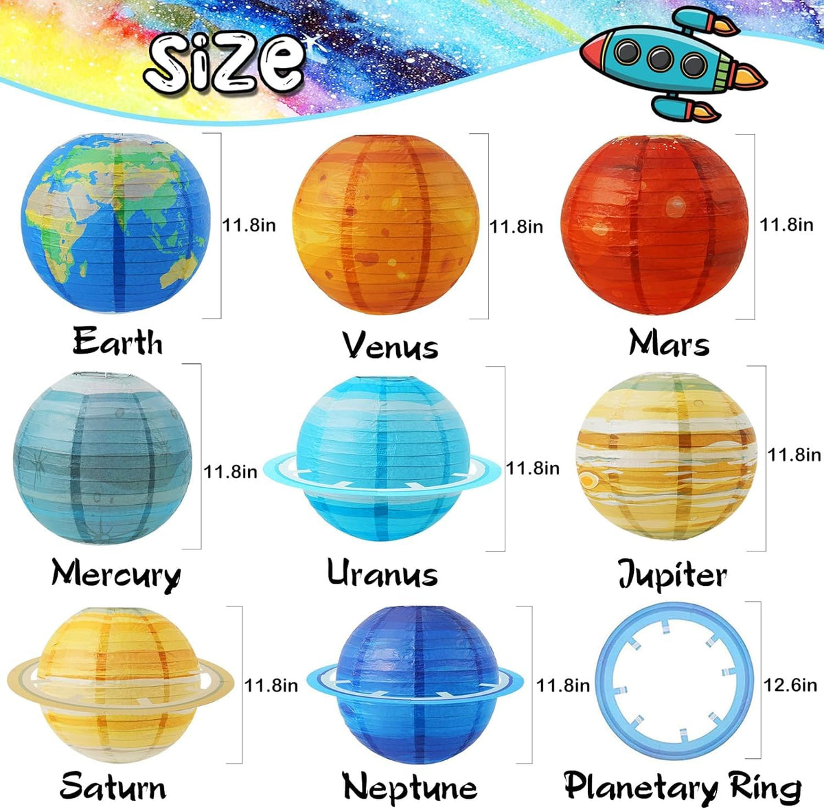 Qenk Space Lantern Earth – eye catching solar system centerpiece for birthday celebrations