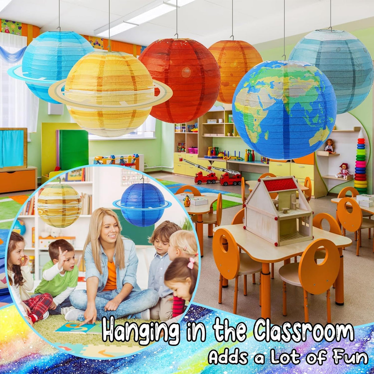 Qenk Space Lantern Venus – bright planet decor for kids space themed parties