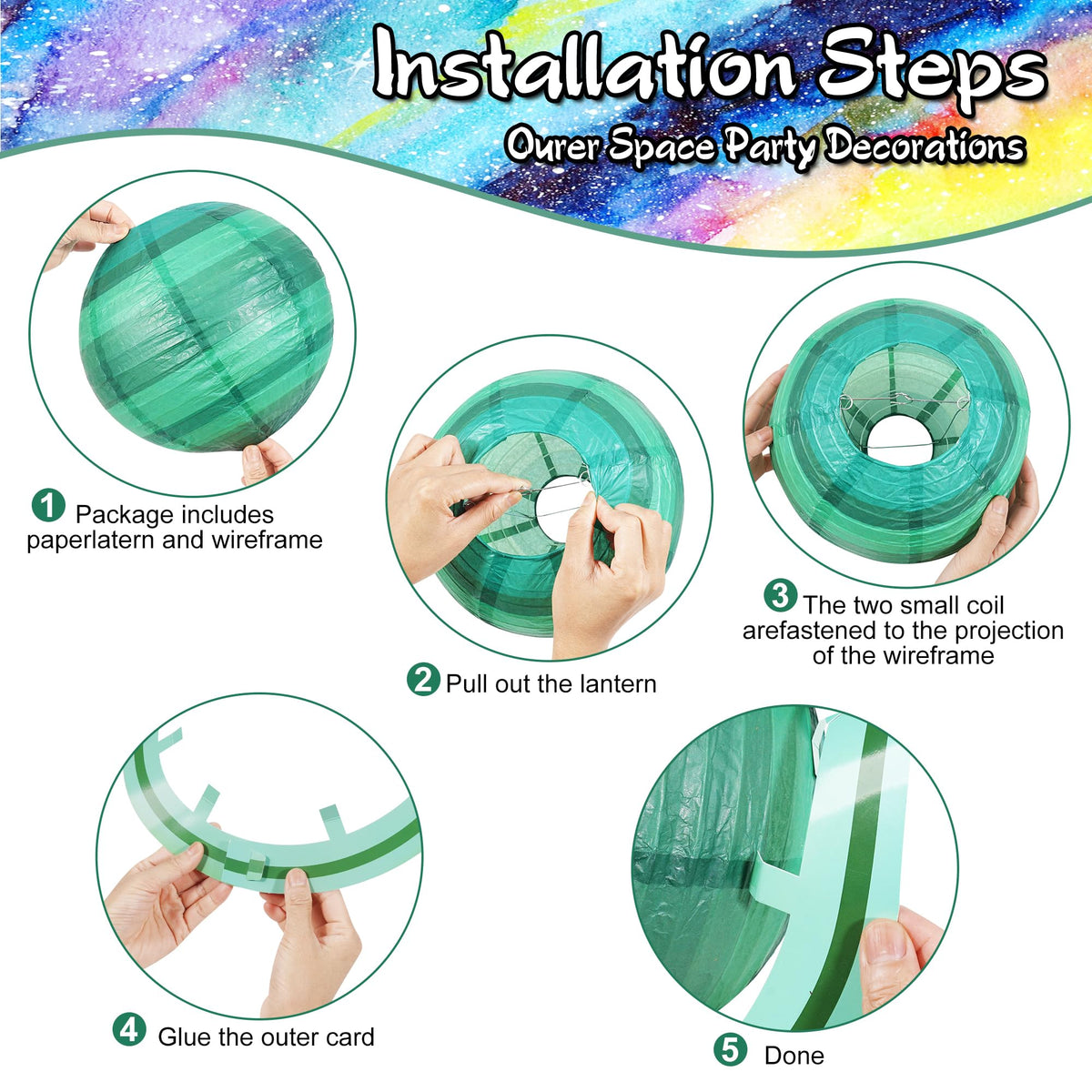 Qenk Space Planet Mars Lantern for vibrant space birthday party backdrop.