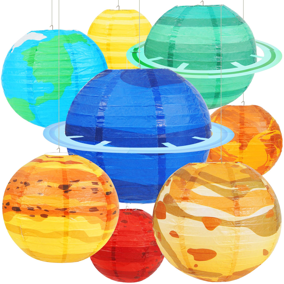 Qenk Space Planet Mercury Lantern for vibrant space party décor and classroom exploration.