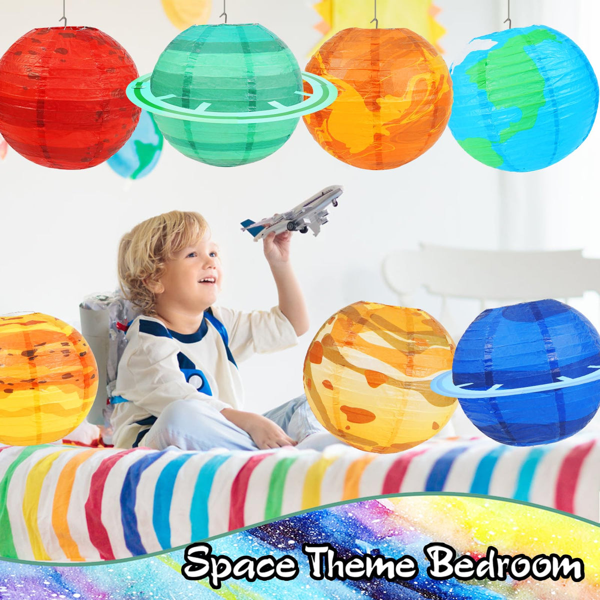 Qenk Space Planet Saturn Lantern for eye-catching rings and space-themed parties.