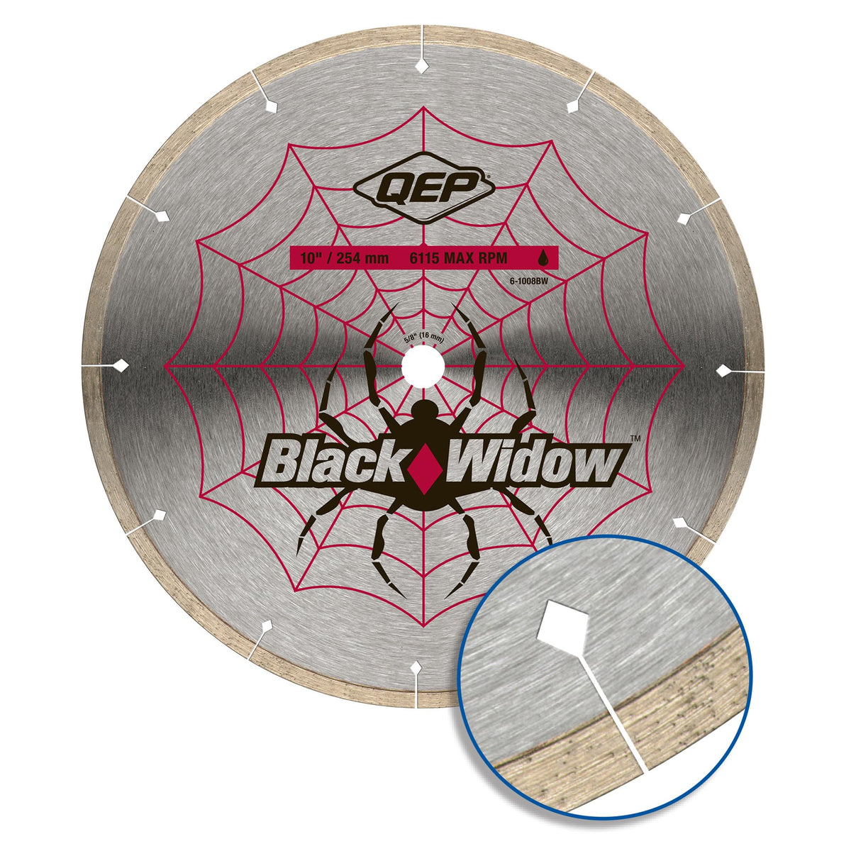 QEP Black Widow blade cutting porcelain tile with minimal chipping