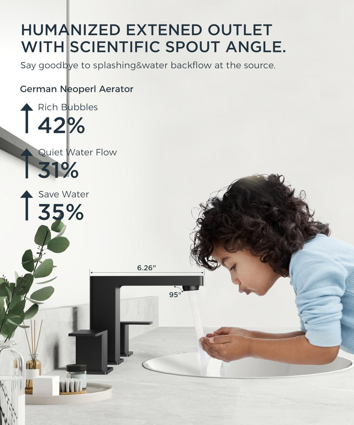 QFN faucet handle close-up showing modern hardware and precise control.
