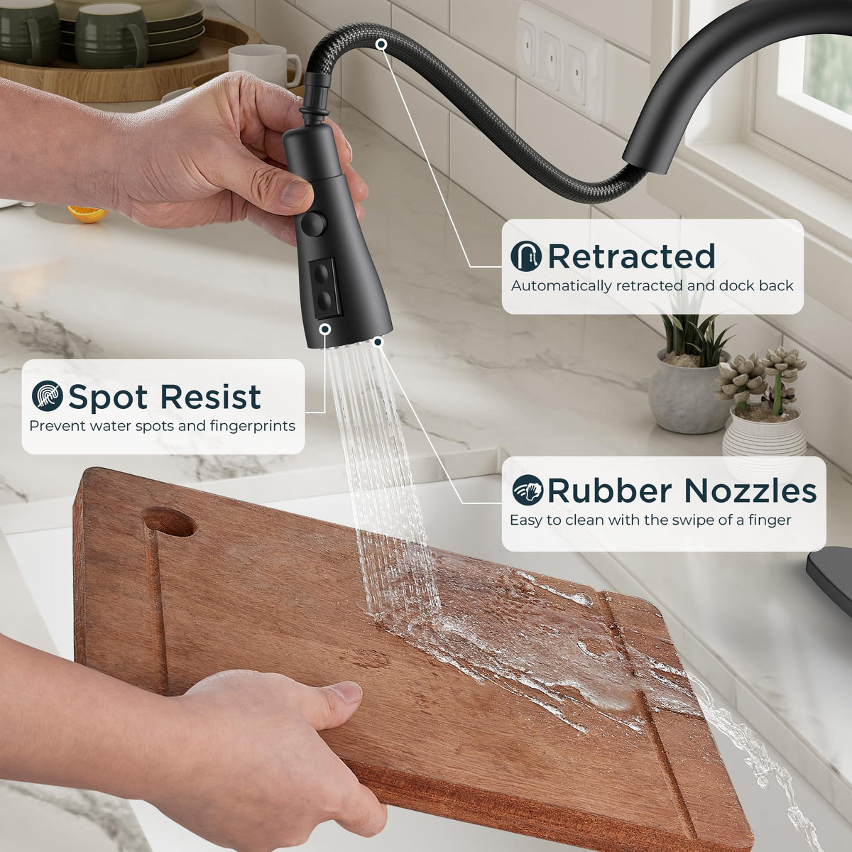 QFN easy-install faucet with quick-connect hoses for DIY setup
